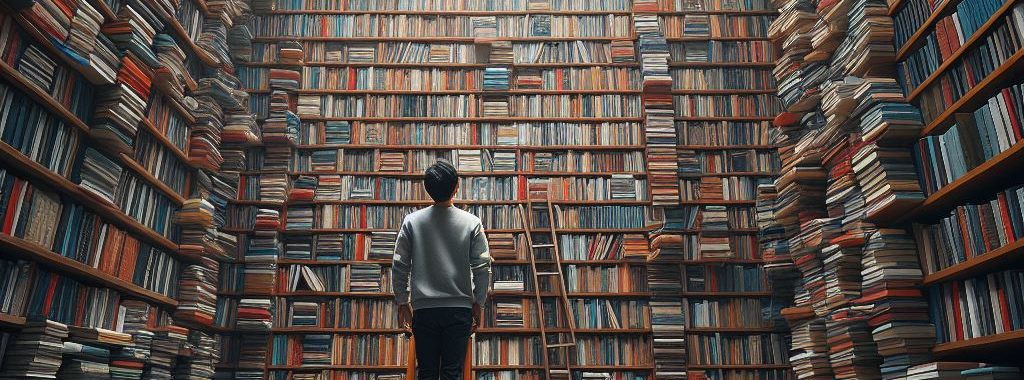 Thousands of books. Image: Bing/AI