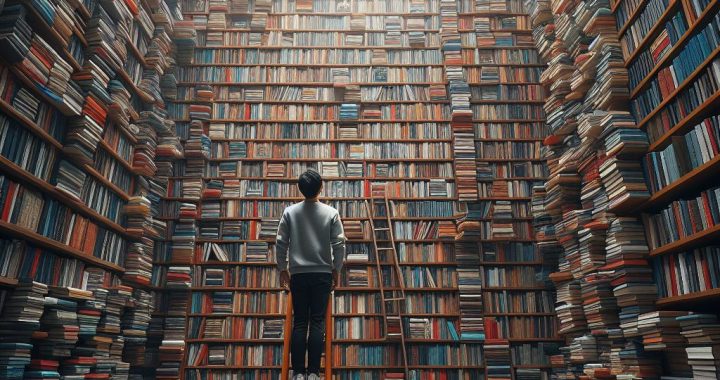 Thousands of books. Image: Bing/AI