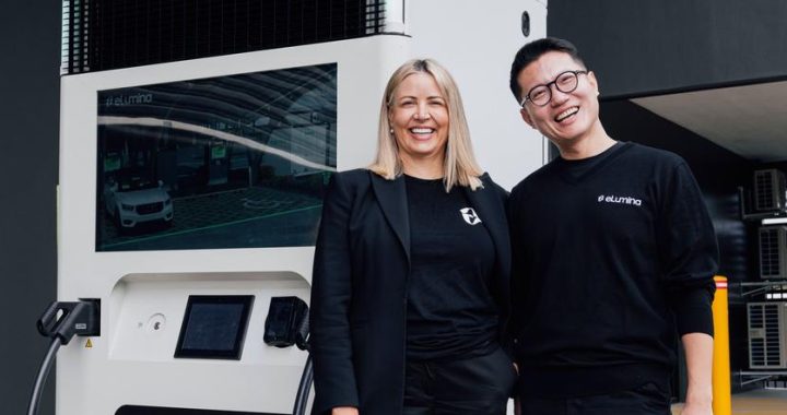 eLumina CEO Lisa Marsh, left, with COO Chris Yang, is adamant eLumina’s operation is different to Tritium, saying combining a battery and fast charger has allowed its large D1 DC fast chargers to be installed anywhere in the country.